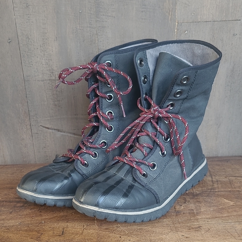 Sorel Cozy 1964 Waterproof Tall Boot Women's sz 8 Black Canvas Snow/Rain Boot